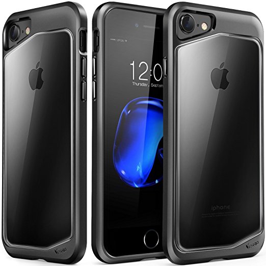 iPhone 8 Case, iPhone 7 Case, Clear Scratch Resistant Transparent Back Cover with TPU Rubber Shock Bumper for iPhone 8 & iPhone 7 Air Space Shockproof (Black)