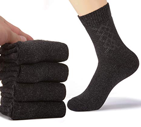Pack of 4 Winter Wool Socks Mens Warm Thick Wool Socks High Crew Socks Sport Socks for Men