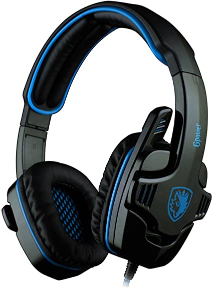 SADES GPower PC Gaming Stereo Headset, Blue/Black