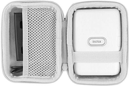 co2crea Hard Travel Case for Fujifilm Instax Mini Link Smartphone Printer (Ash White Case   Inside White)