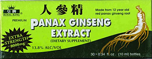 GINSENG Products Panax Ginseng with Alcohol 8000 mg 30 Vial, 0.02 Pound