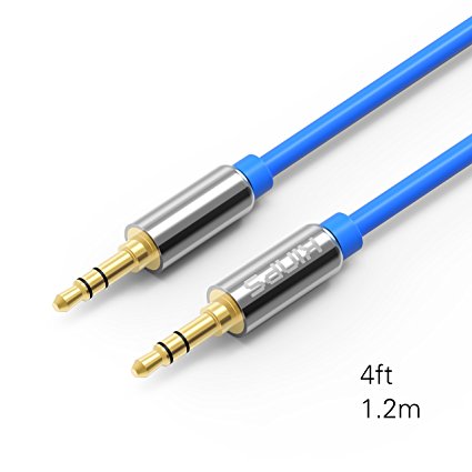 Audio Cable, Kinps®4FT Gold-Plated Step Down Design Tangle-Free Stereo Male to Male 3.5mm Aux Cord for Apple, Android Smartphone, Tablet, MP3 Player and More 3.5mm-enabled Devices(4FT - Blue)