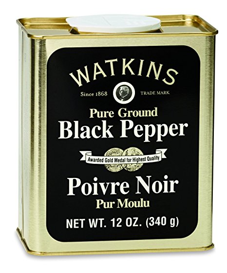 Watkins All Natural Gourmet Spice Tin, Ground Black Pepper, 12 Ounce