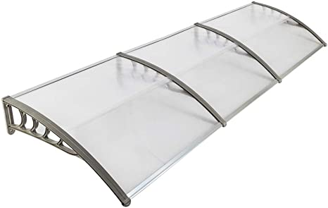 Simply-Me 40" x 120" Door Window Awning Polycarbonate Cover Front Door Outdoor Patio Awning Canopy UV Rain Snow Protection Hollow Sheet (Transparent & Gray)