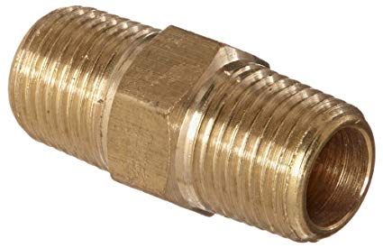 Anderson Metals 56122 Brass Pipe Fitting, Hex Nipple, 1/8" x 1/8" NPT Male Pipe