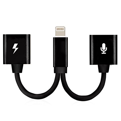 Lightning Adapter Splitter for iPhone 7/7 Plus, Lightning to Dual Lightning Cable, Lightning Headphone Audio & Charge Adapter for iPhone 7/7 Plus