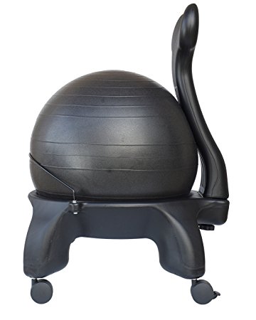 Isokinetics Inc. Balance Exercise Ball Chair - Standard or "Tall Boy" (Exclusive) Frame Height - Choice of Ball Color - Office size 60mm/2.5" Wheels - Adult Size