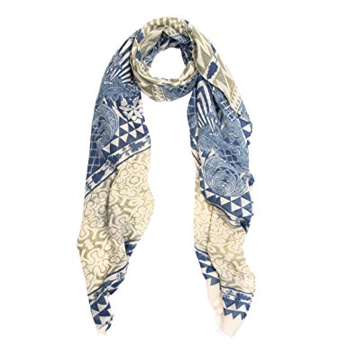 Elegant Bohemian Paisley Floral Tribal Aztec Print Frayed Edge Scarf Wrap