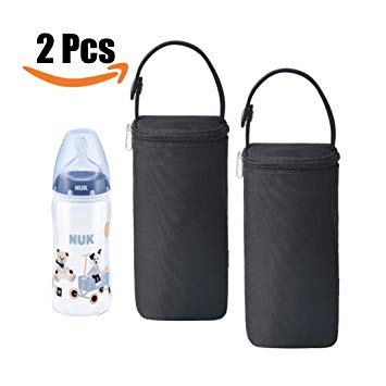 Bellotte Insulated Baby Bottle Bags (2 Pack) - Travel Carrier, Holder,Tote,Portable Breastmilk Storage (Black)