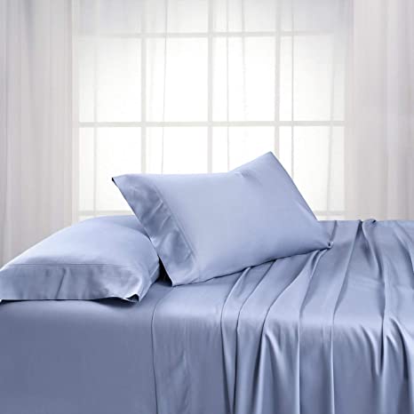 Royal Tradition Exquisitely Lavish Body Temperature-Regulated Bedding, 60% Bamboo Viscose/ 40% Plush Cotton, 300 Thread Count, 4 Piece Queen Size Deep Pocket Silky Soft Sheet Set, Periwinkle