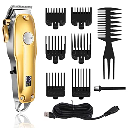 Kemei Professional Hair Clippers Hair Trimmer for Men Cordless Mens Hair Cutting Kit Kemei 1986 Pro for Barbers with LED Display Rechargeable Quite