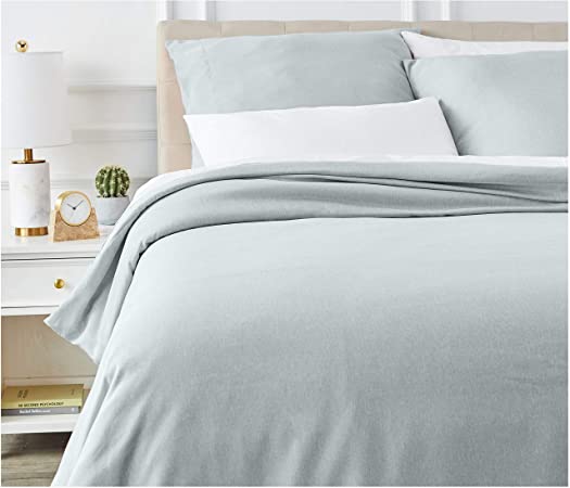 AmazonBasics Chambray Duvet Cover Set - 240 x 220 cm / 65 x 65 cm x 2, Cool Aqua