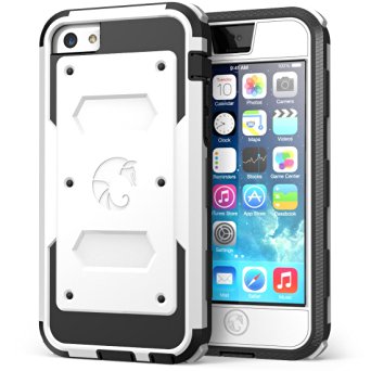 iPhone 5C Case, i-Blason Armorbox for Apple iPhone 5C Dual Layer Hybrid Full-body Protective Case with Front Cover and Built-in Screen Protector and Impact Resistant Bumpers for iPhone 5C (White)