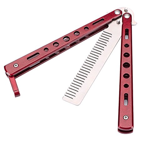 Home Kitty Folding Butterfly Knife Trainer No Offensive Blade Comb Knife Training Practice Tool--Red Color