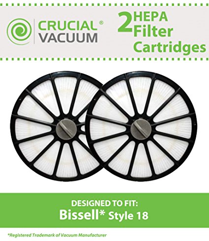 2 Bissell Style 18 HEPA Exhaust Filters for Healthy Home 16N5 Bagless Uprights; Compare to Bissell Part Nos. 48G7, 2031473, 203-1473; Designed and Engineered by Crucial Vacuum