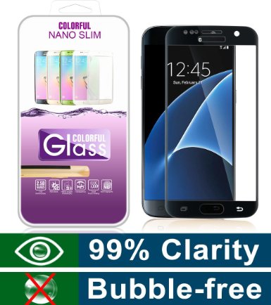 Galaxy S7 Screen Protector，(Full Screen Coverage)Ultra Tempered Glass Anti-Scratch Shield Max Clarity Touch Accuracy Screen Protector by Motoraux (S7-Full cover-Black)