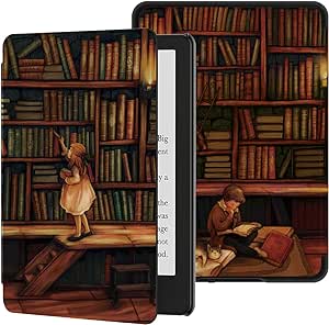 Ayotu Case for All-New 6.8" Kindle Paperwhite (11th Generation- 2021 Release) - PU Leather Cover with Auto Wake/Sleep - Fits Amazon Kindle Paperwhite Signature Edition, The Library