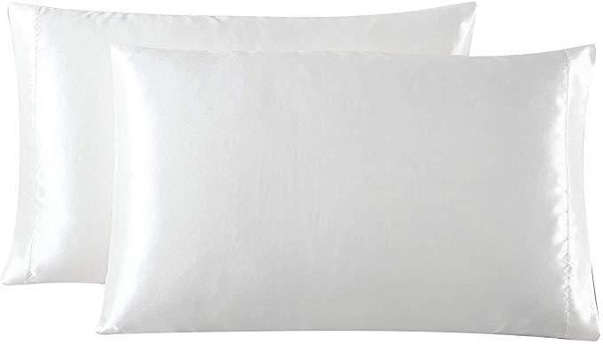 TEMPCORE Satin Pillowcases Set 2-Pack for Hair and Skin Standard/Queen Size 20x30 Ivory Pillow Case with Envelope Closure(Anti Wrinkle,Hypoallergenic,Wash-Resistant)