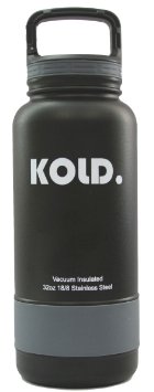 KOLD. Sports Water Bottles - Vacuum Insulated Stainless Steel Sports Bottle, Wide Mouth, 18 - 40 Ounce, with Caribiner Handle Lid, and Silicone Sleeves