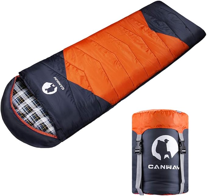 CANWAY Sleeping Bag with Compression Sack, Lightweight and Waterproof for Warm & Cold Weather, Comfort for 4 Seasons Camping/Traveling/Hiking/Backpacking, Adults & Kids