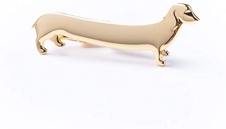“Hot Dog” Designer Dachshund Weiner Dog Tie Clip Conversational Tie Bar (2 Colors Available)