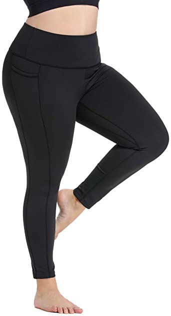 YOHOYOHA Plus Size Leggings High Waist Athletic Workout Yoga Pants Pockets Women's Tummy Control Best Thick Long