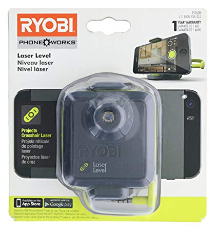 Ryobi ES1600 Phone Works Crosshair Laser Level with App Download and Tripod Clip (Tripod and Cell Phone Not Included)