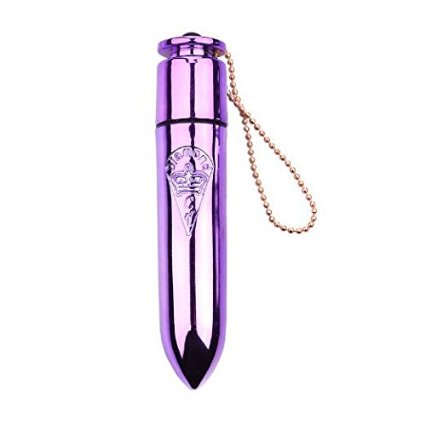 Tracy's Dog Mini Bullet Vibrator Vibes Single Speed Waterproof Massager Female Masturbation Toy with Link Chain (Purple)