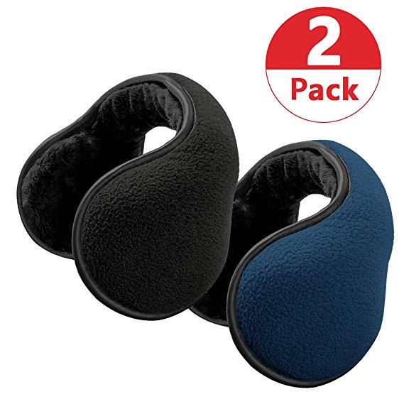 TALONITE (1 Pack/ 2 Pack/ 3 Pack Winter Ear Muffs for Men & Women - Foldable Fleece Ear Warmers - Pefer for Outdoor Cycling Running Skiing - Behind The Head Earmuffs