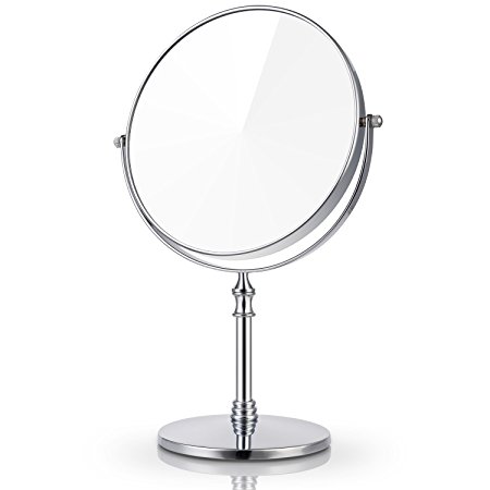 Miusco 7X Magnifying Two Sided Vanity Makeup Mirror, Round, Chrome