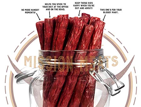 Mission Meats Hoppin’ Habanero Grass-Fed Beef Sticks Gluten Free MSG Free Nitrate Nitrite Free Paleo Snacks Keto Healthy Natural Meat Sticks