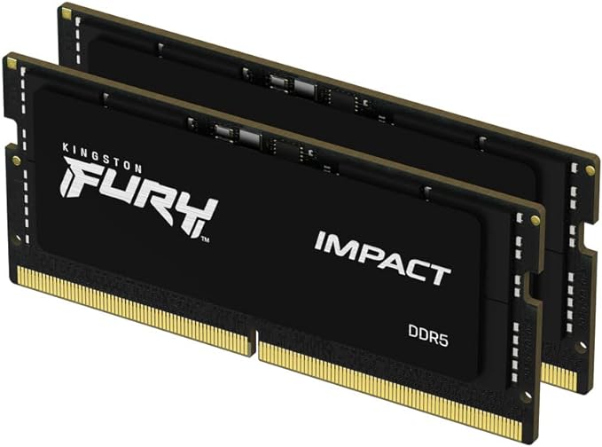 Kingston FURY Impact 32GB (2x16GB) 6400MT/s CL38 DDR5 SODIMM | Intel XMP 3.0 | Plug N Play | Laptop Memory | Kit of 2 | KF564S38IBK2-32