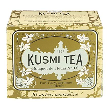 Kusmi Tea - Bouquet of Flowers N°108 - Russian Black Tea Blend with Orange, Mandarin, Lemon, Lime & Ylang Ylang - All Natural Premium Black Tea Blend in 20 Eco-Friendly Muslin Tea Bags