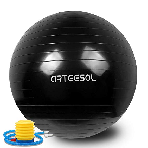 Exercise Yoga Ball, Arteesol Anti-Burst Swiss Ball, Fitness Yoga Ball 45/55/65/75cm with Quick Pump for Balance Training, Yoga, Workout, Physical Therapy