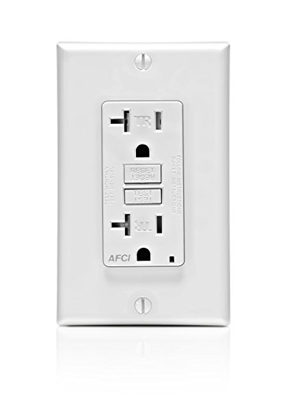 Leviton AFTR2-W 20-Amp, 120-Volt SmartlockPro Outlet Branch Circuit Arc-Fault Circuit Interrupter (AFCI) Receptacle, White