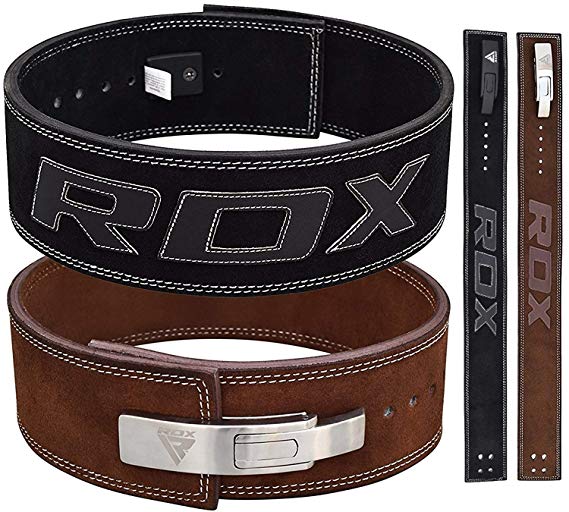 RDX Powerlifting Belt Lever Buckle Cow Hide Leather 10mm Single Prong Weight Lifting Crossfit Workout Gym Fitness Exercise Bodybuilding