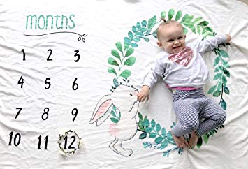 Baby Monthly Milestone Blanket | Premium, Extra Large 60 x 40 Inch Photo Blanket | Soft Fleece Baby Blanket for Boy Girl | Unisex Picture Age Blanket | Perfect Baby Shower, Gender Reveal Gift