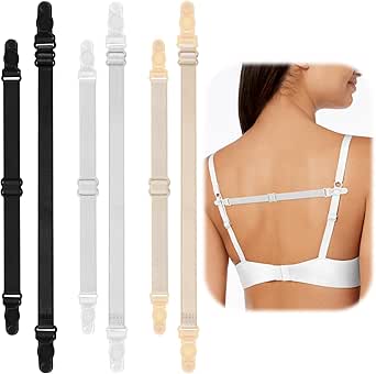 3 Pairs Bra Strap Clips Women's Bra Strap Holders for Slipping Elastic Straps Adjustable Bra Band Extender Keep Bra Straps In Place Bra Accessories Black White Beige