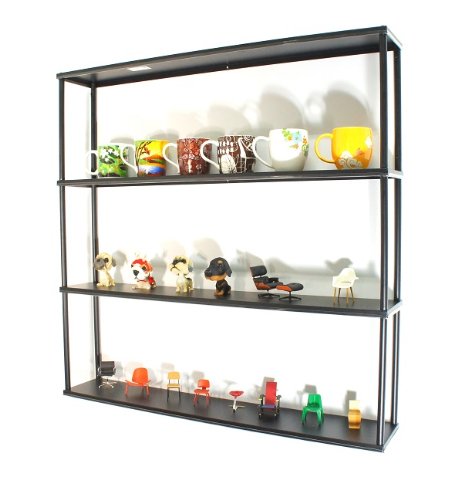 Mango Steam Wall-Mounted Steel Shelving Unit - 36" H x 36" W x 6" D - Black - for kitchen, storage, or display use.