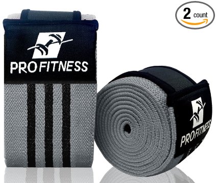 ProFitness Weightlifting Knee Wraps (Pair) – Adjustable Compression Sleeves for Cross Training, Squats, Powerlifting, Weightlifting – Improved Gym Workout Strength & Stability – Unisex