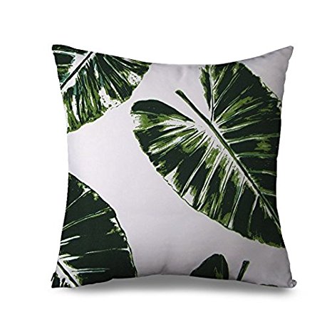 Popeven Palm Tree Pillow Outdoor Pillow Cover Beautiful Tropical Decorative Cushion Cover for Bed 18 x 18 Inch Canvas Swaying Palm Sofa Pillowcase with Invisible Zippers