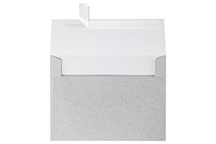 A7 Invitation Envelopes w/Peel & Press (5 1/4 x 7 1/4) - Mirri Silver Sparkle (50 Qty) | Perfect for Invitations, Announcements, Sending Cards, 5x7 Photos | Printable | 90lb Paper | 5370-MS01-50