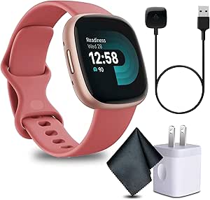 Fitbit Versa 4 Fitness Smartwatch with Daily Readiness for Men and Women with Cleaning Cloth and Charger (Pink Sand/Copper Rose)