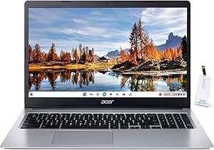 acer Chromebook 315 Laptop, 15.6" HD Display, Intel Celeron N4020 Processor, 4GB RAM 64GB eMMC, Intel UHD Graphics, Chrome OS, Webcam, Numeric Keypad, Alpacatec 32GB USB Card, Silver