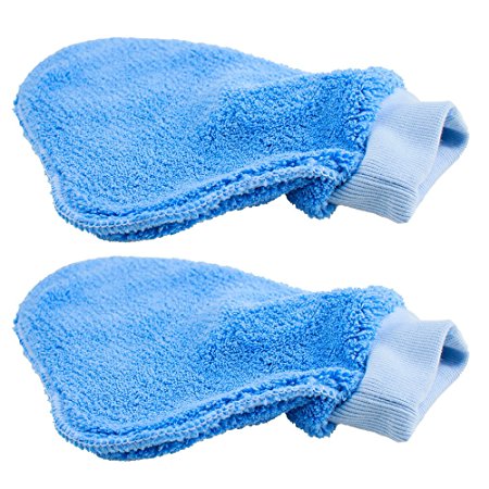 Plush Pro-style Microfiber Dusting Mitt: 2 Pk – Easy Clean, Dust, Wipe – One-size-fits-all Glove - Chemical & Wax-free Cleaning
