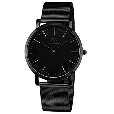 Zeiger Women Watches Stainless Steel Black Dial Analog Quartz Watch Black Fashion Business for Lady Women
