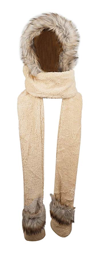 Bellady Soft Winter Warm Hooded Scarf Headscarf Neckwarmer Hoodie Hat