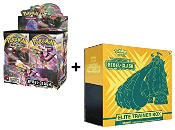 Pokemon Sword and Shield Rebel Clash Booster Box   Elite Trainer Combo