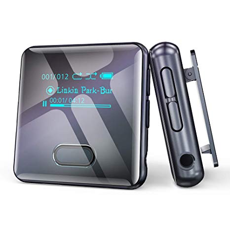Wiwoo MP3 Player with Bluetooth, Watch MP3 Player with Clip Voice Recorder FM Radio Pedometer Support Up to 128GB (U3)