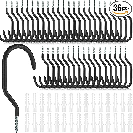 Amyhill 36 Pcs Bike Hooks for Garage Wall Garage Hooks for Hanging Bike Heavy Duty Garage Hooks Bicycle Storage Hanging Screw in Bike Storage Hanger